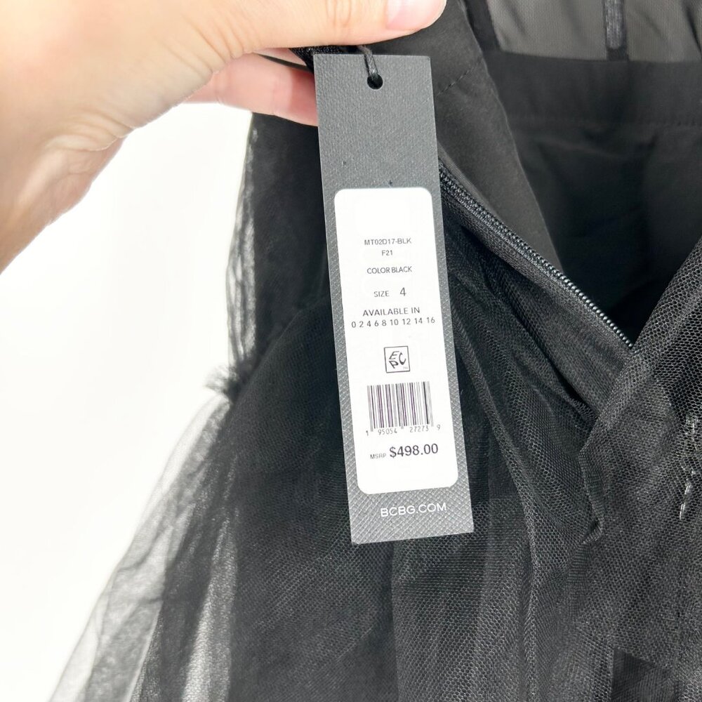 NWT BCBGMaxAzria Corset Tiered Tulle Gown in Black - Picture 9 of 9